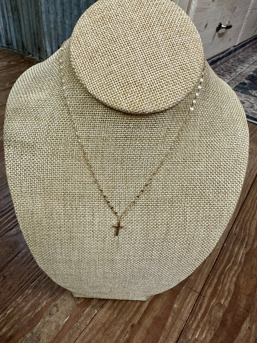 Gold Rhinestone Cross Necklace