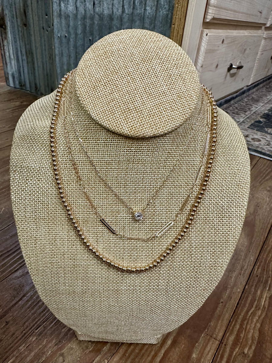 Triple Layered Beaded Necklace