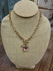 Diamond Crystal Charm Necklace