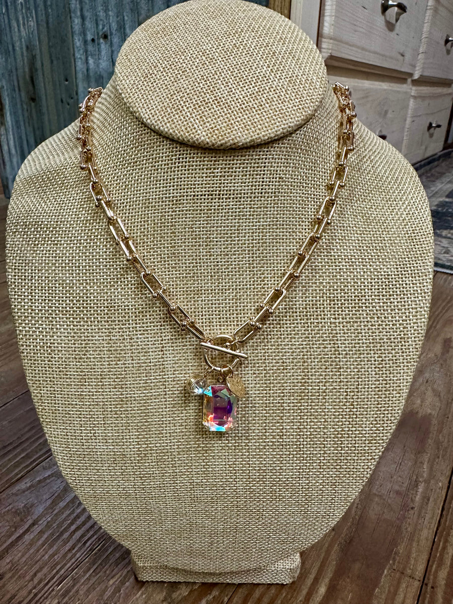 Diamond Crystal Charm Necklace