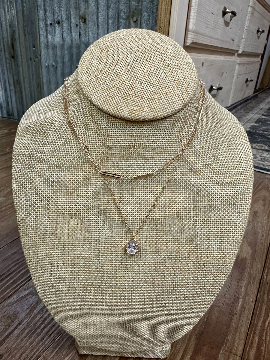 Teardrop Pearl Charm Necklace
