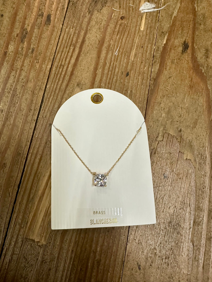 Gold Rhinestone Pendent Necklace