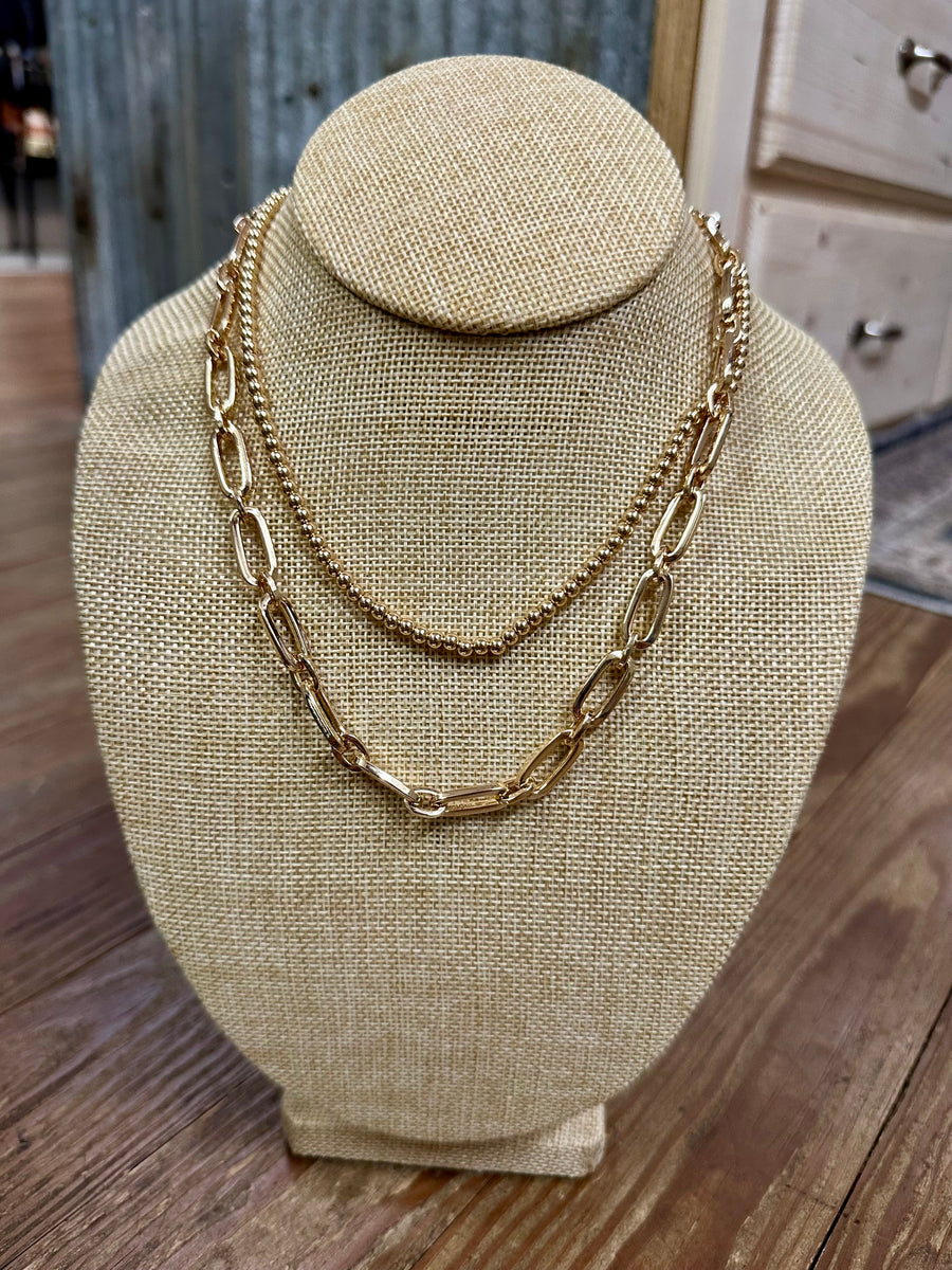 Gold Multi Chain Necklace Set
