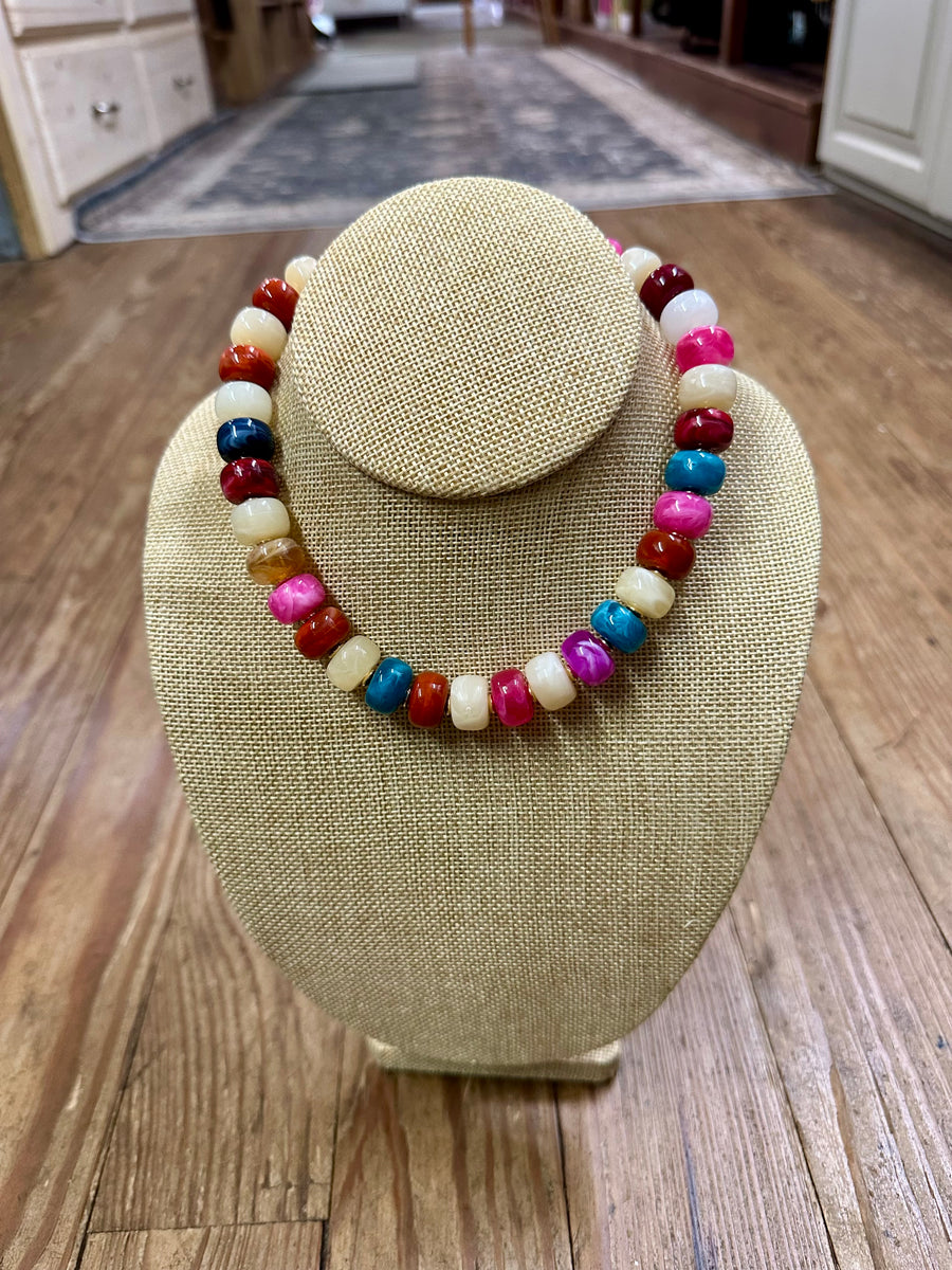 Multicolored Marble Beaded Necklace
