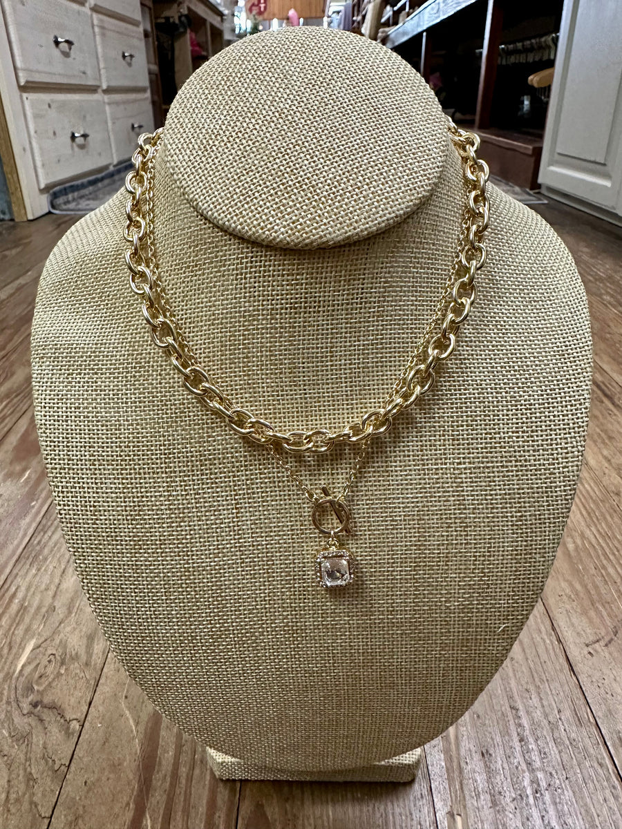 Gold Chain Rhinestone Necklace