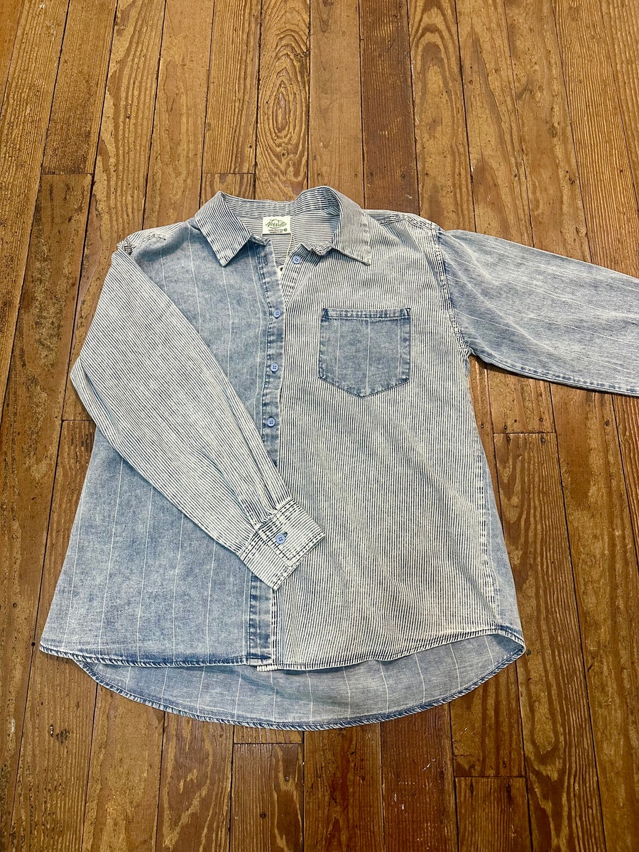 Denim Striped Button Down