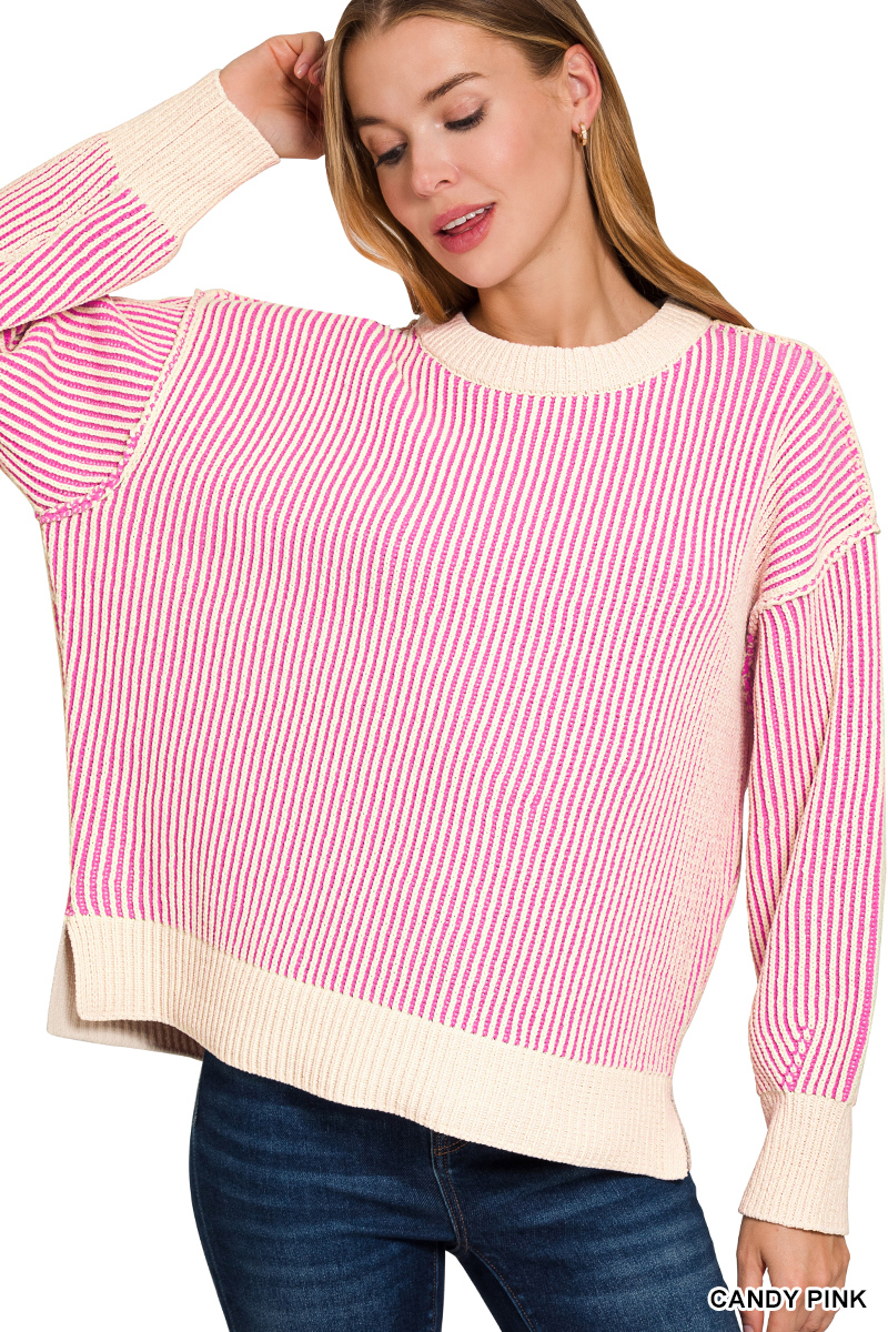 Two Tone Crewneck Sweater