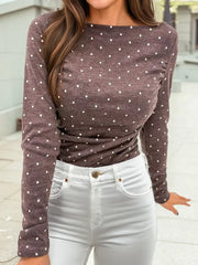Polka Dot Boat Neck Shirt