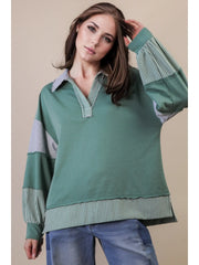 Green Stripe Knit Top