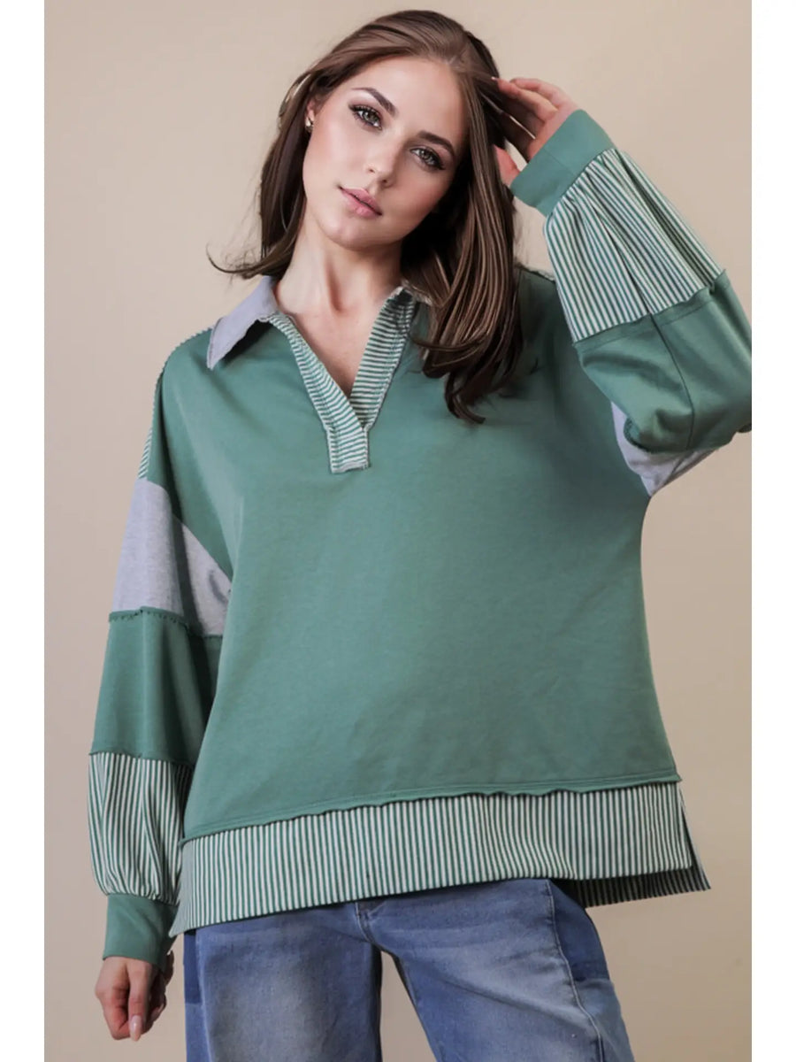 Green Stripe Knit Top