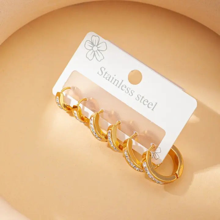 18k Stainless Steel Hoop Trio