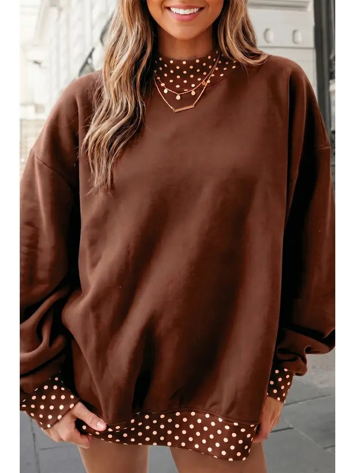 Polka Dot Mock Neck