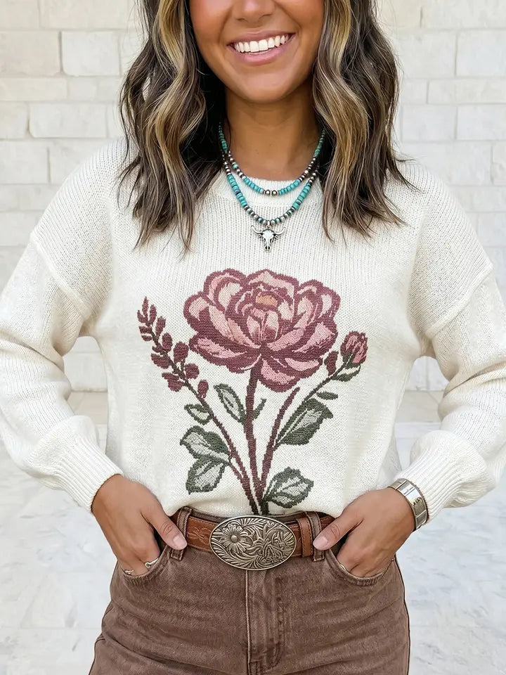 Western Floral Sweater