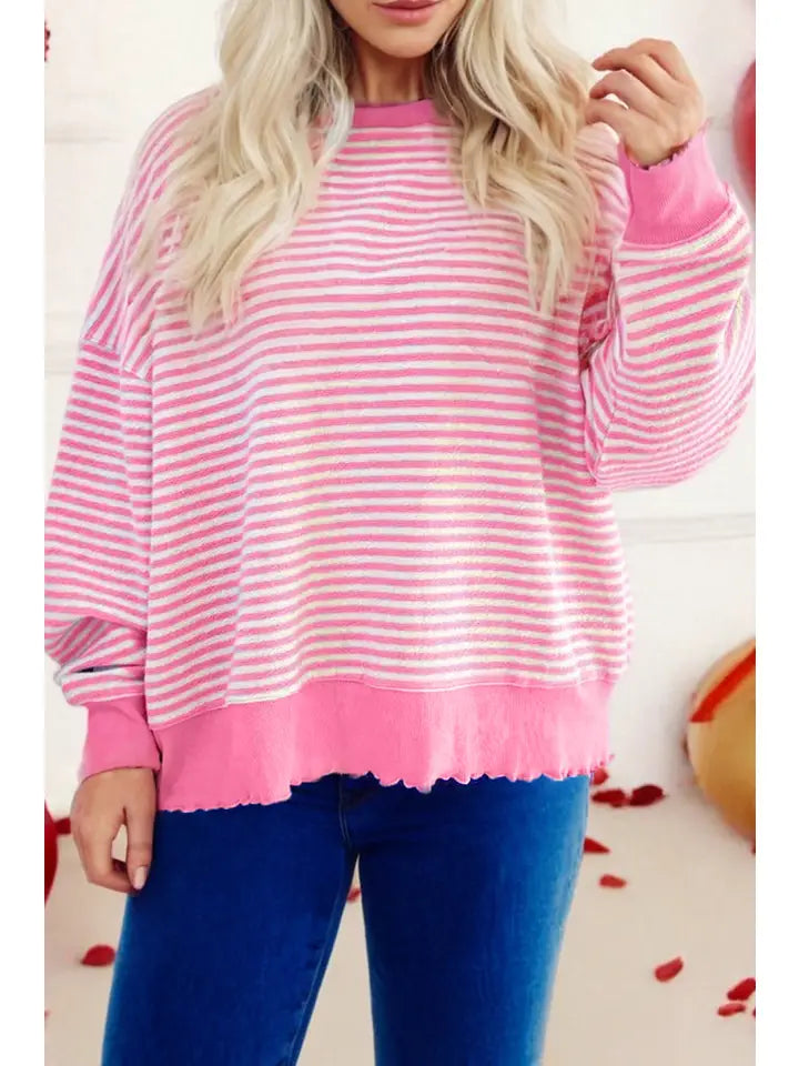 Stripe Long Sleeve Pink Top