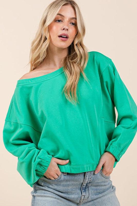 Cotton Long Sleeve Wide Neck