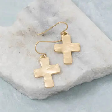 Hammered Cross Earings