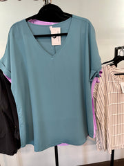 Plus Woven V-Neck Top