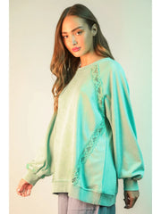 Lace Trim Mint Top