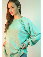 Lace Trim Mint Top