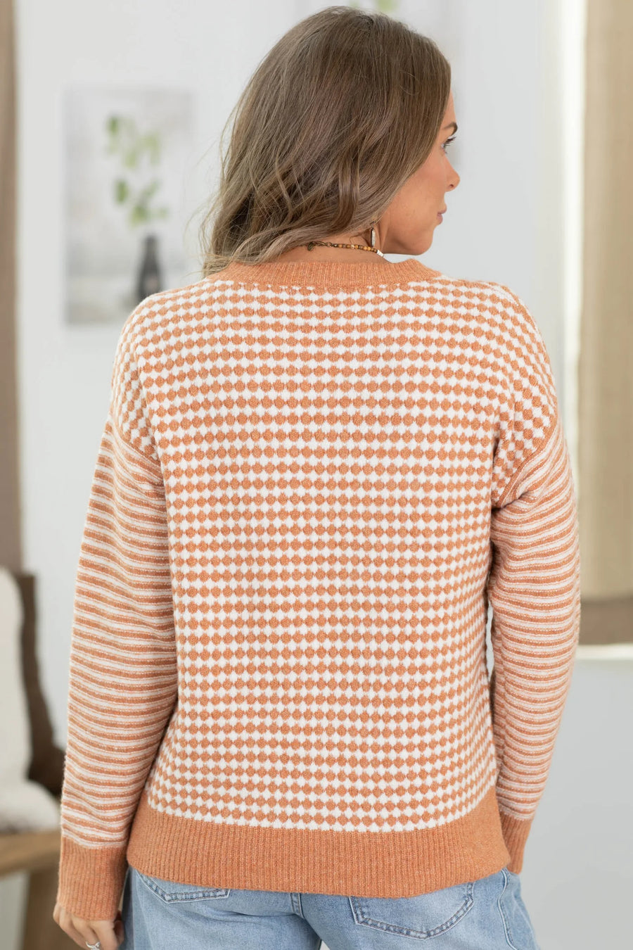 Terra Cotta Checked Sweater