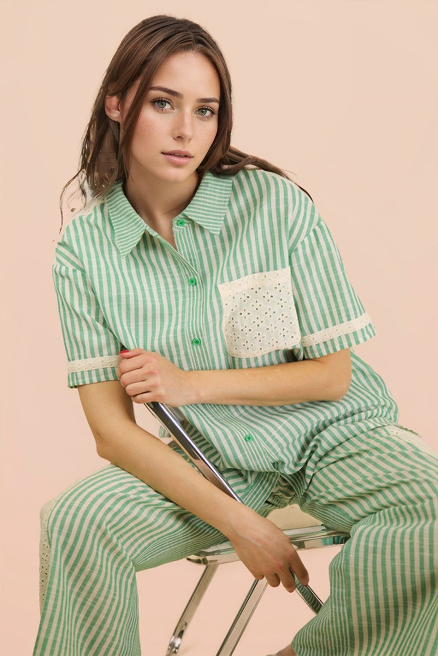 Striped Lace Top